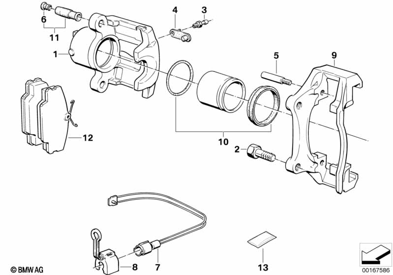 Front brake pad wear sensor