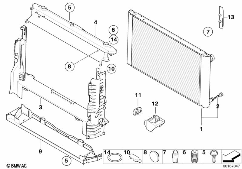 Mounting parts f radiator