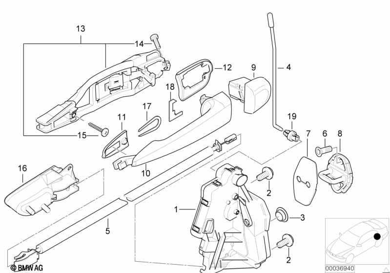 Door mechanism rear (up to 09/00)