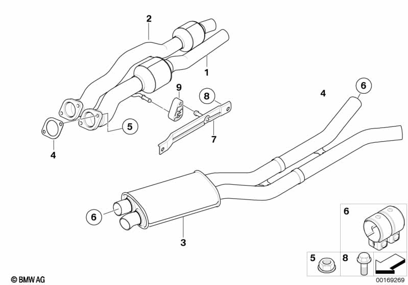 Genuine BMW 18307576341 E71 Center Muffler (Inc. X6 35iX) | ML Performance EU Car Parts