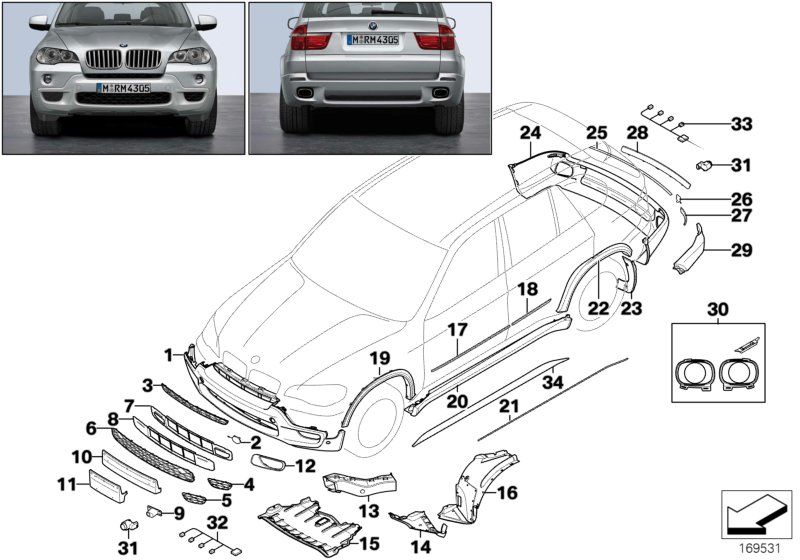 Genuine BMW 51118038288 E70 Closed Grid, Right (Inc. X5 3.5d, X5 3.0d & X5 35dX) | ML Performance UK Car Parts