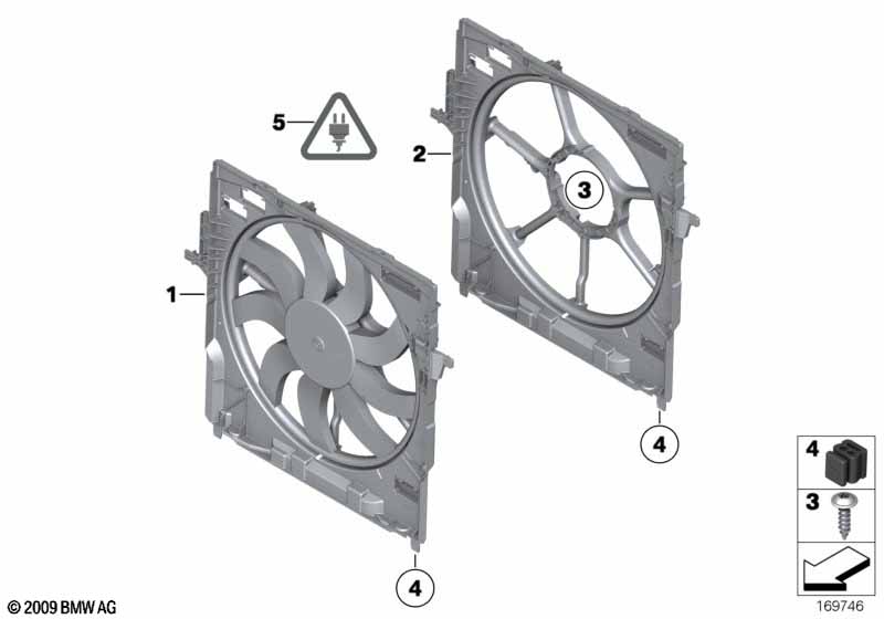 Fan housing, mounting parts
