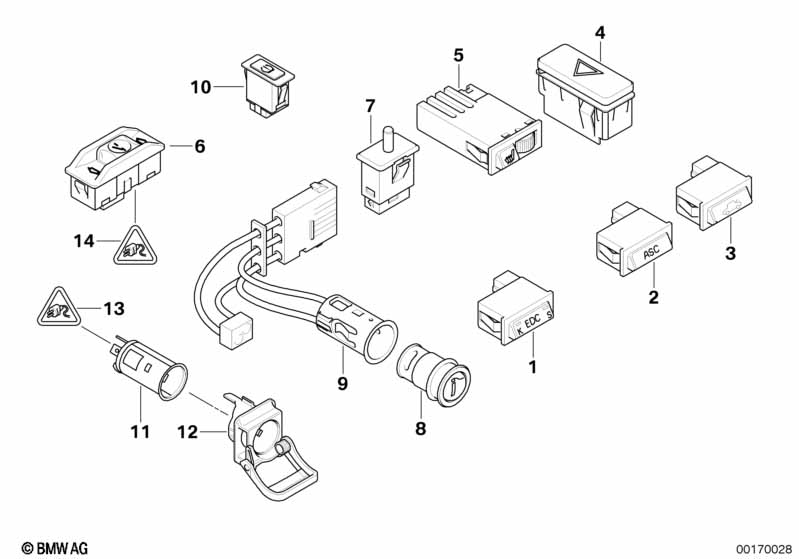Genuine BMW 61318352259 E39 E38 Seat Heating Switch (Inc. 535i, 728i & 750i) | ML Performance EU Car Parts