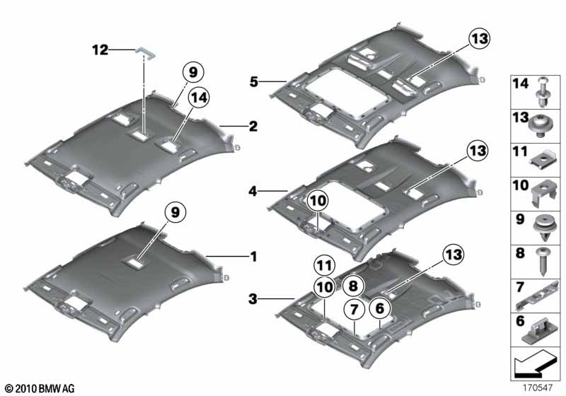 Genuine BMW 51447903790 Molded Headlining F Sliding Lifting Roof ANTHRAZIT (Inc. 750i, 730dX & Hybrid 7) | ML Performance EU Car Parts