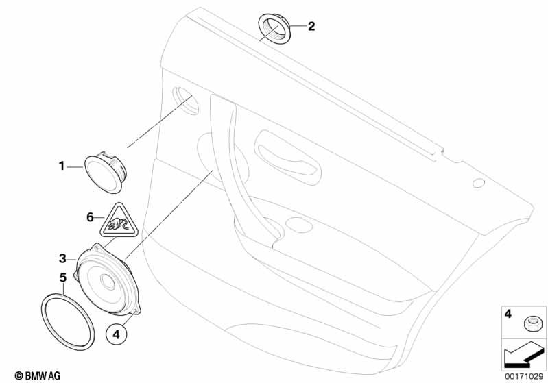 Single parts f rear door loudspeaker