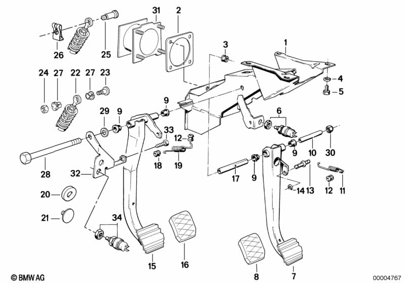 Pedals/stop light switch