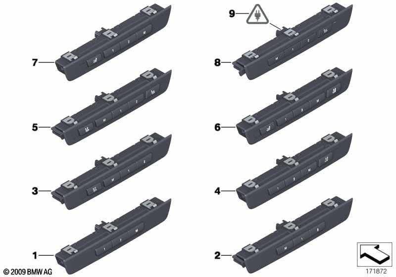 Operating unit, seat extra functions frt
