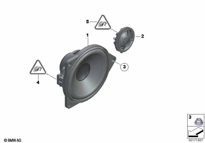 Single parts f rear door top-hifi syst.