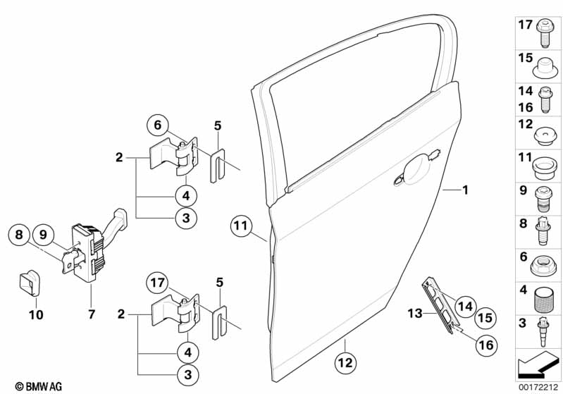 Rear door - hinge/door brake