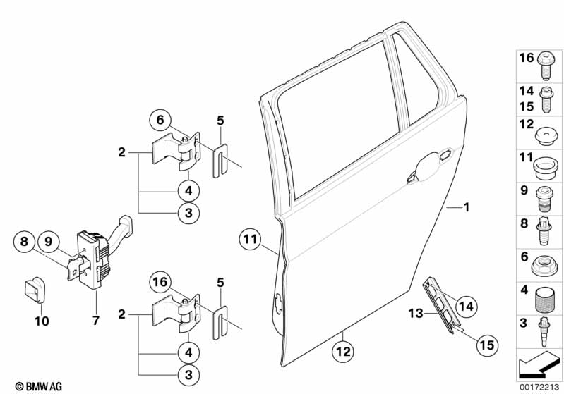 Rear door - hinge/door brake