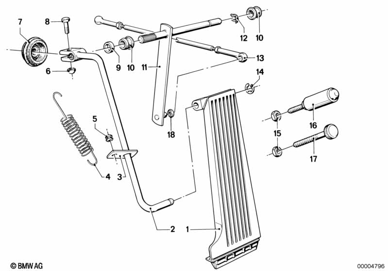 Accelerator pedal/rod assy