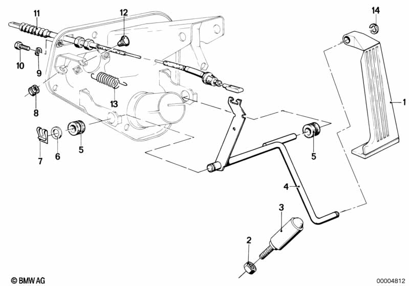 Accelerator pedal/bowden cable LHD