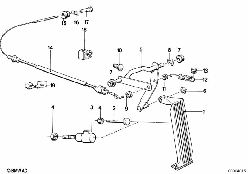 Accelerator pedal/bowden cable LHD