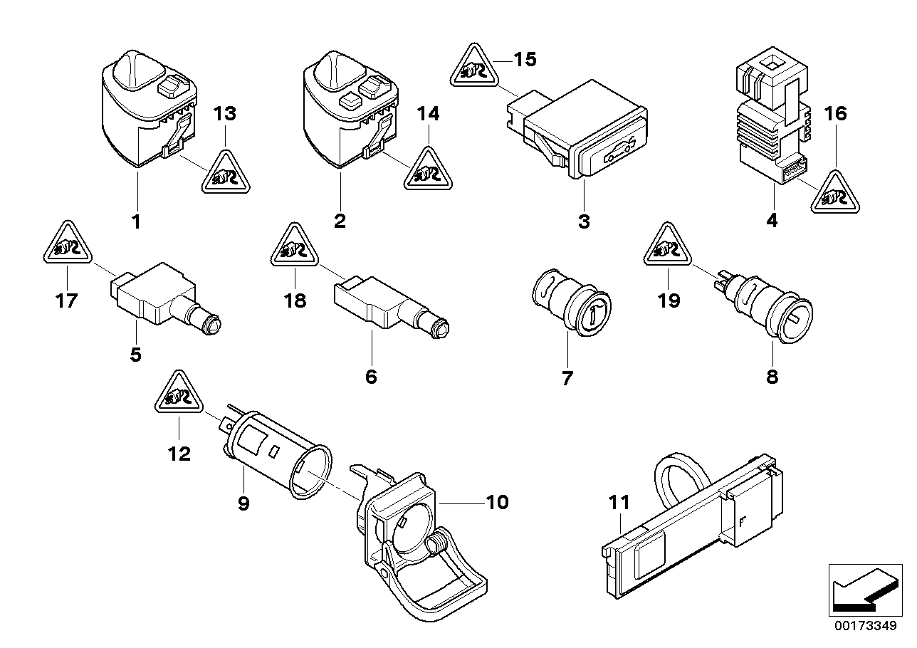 Genuine BMW 61318365579 E53 E39 E86 Trunk Unlocking Switch (Inc. Z4 2.5i, 735iL & 520d) | ML Performance UK Car Parts