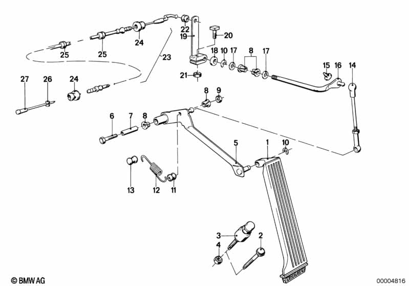Accelerator pedal/bowden cable RHD
