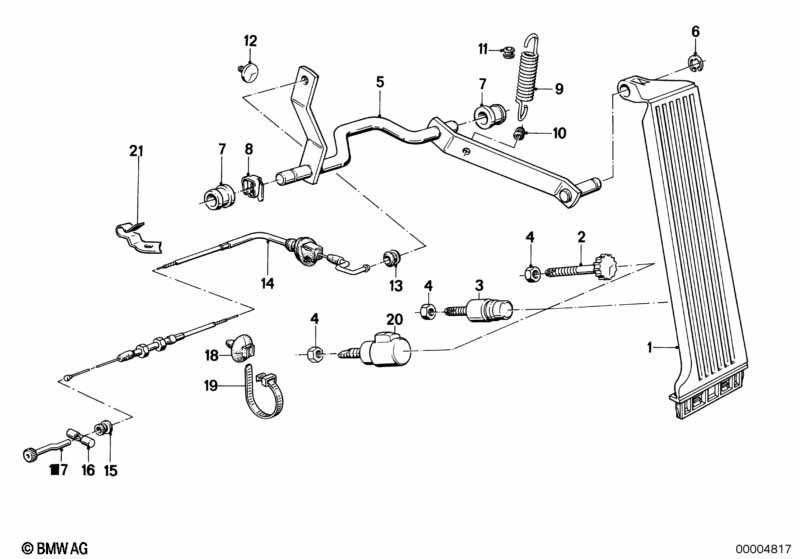 Accelerator pedal/bowden cable RHD