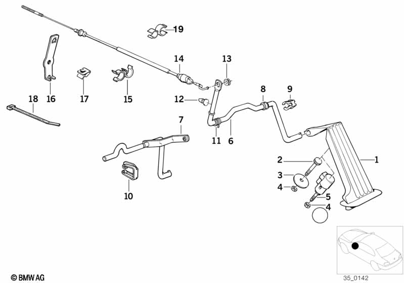 Accelerator pedal/bowden cable