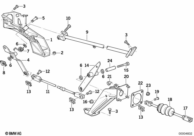 Brake linkage-Engine compartment