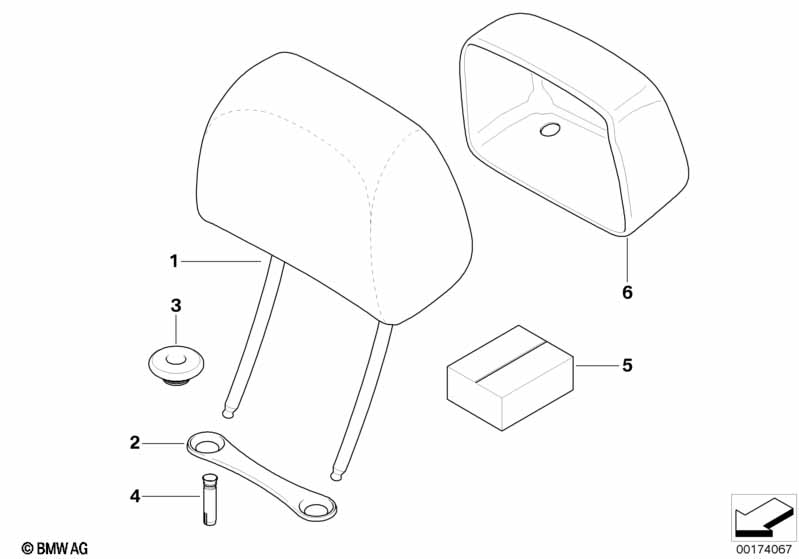 Seat, front, head restraint, Sport seat
