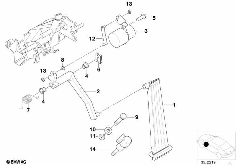 Genuine BMW 35411162207 E39 E38 Pedal (Inc. 525tds, 730d & 725tds) | ML Performance EU Car Parts