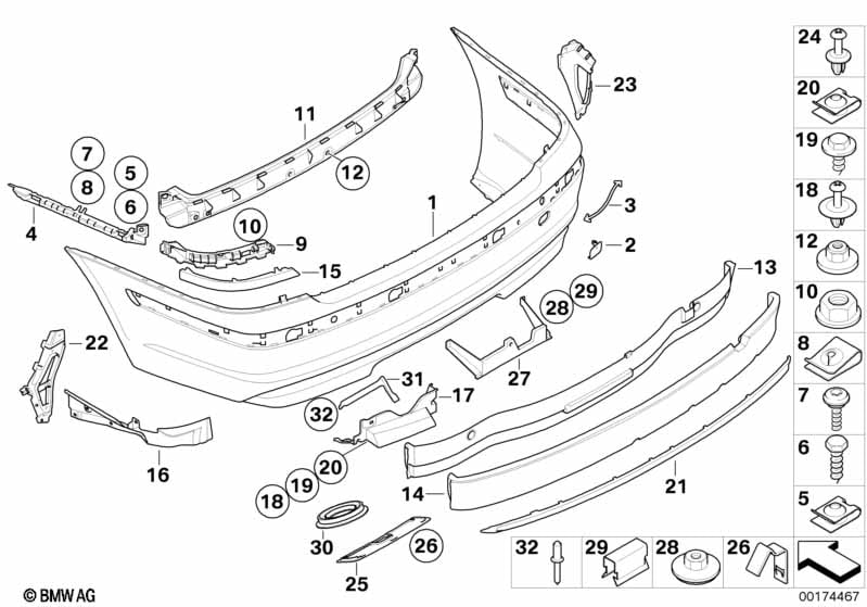 Trim cover, rear