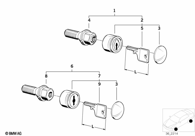 Wheel bolt lock with key