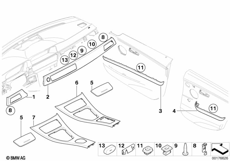 Genuine BMW 51427230679 E90 E91 Decorative Strip, Door Rear Left SATINSILBER (Inc. 320i, 328xi & 328i) | ML Performance EU Car Parts