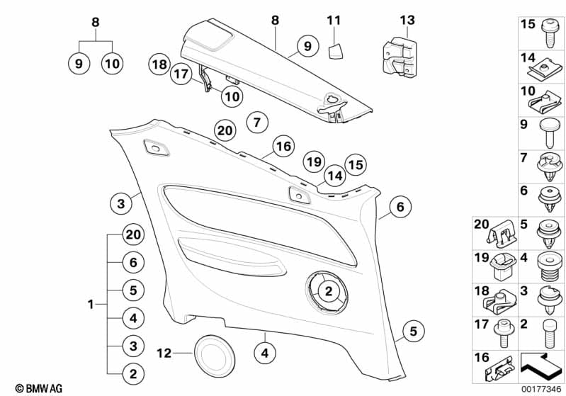 Lateral trim panel rear
