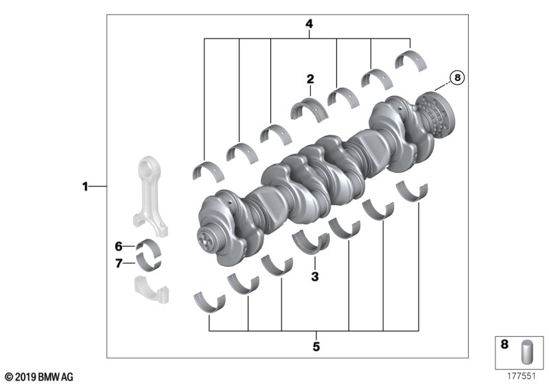 Crankshaft with bearing shells