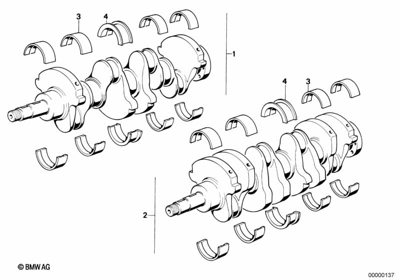 Crankshaft with bearing shells