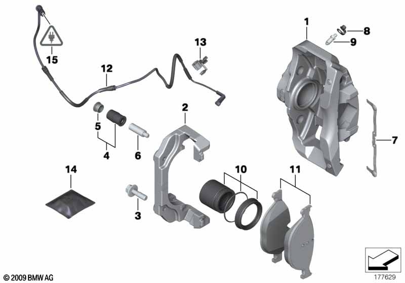 Front brake pad wear sensor