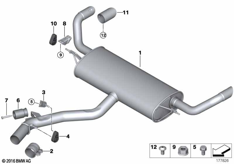 Exhaust system, rear