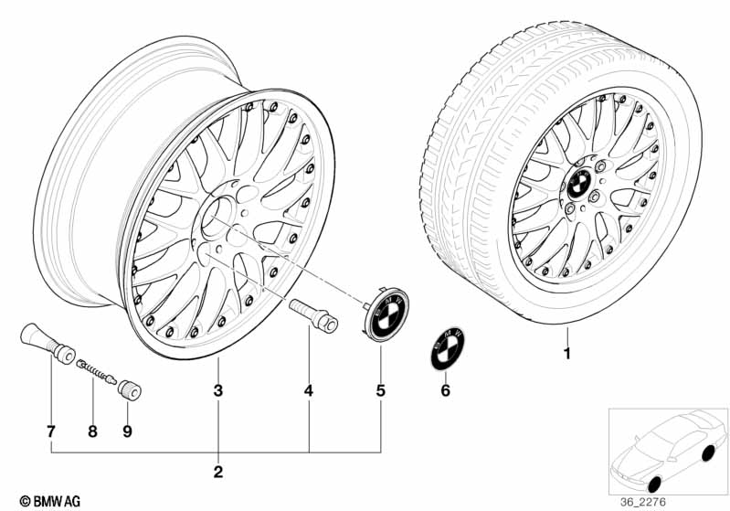 BMW l-alloy wheel,cross spoke comp.II 42