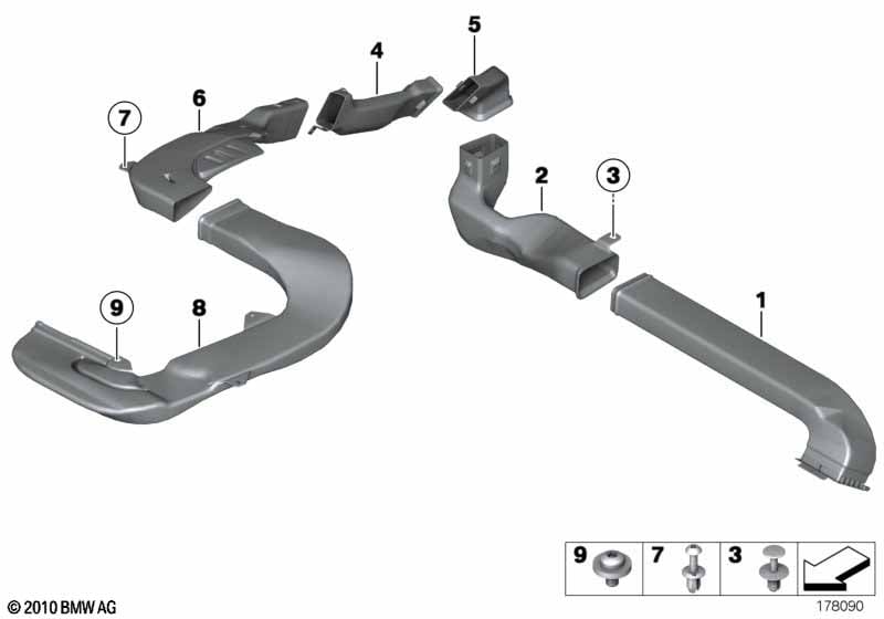 Air duct, rear air conditioning