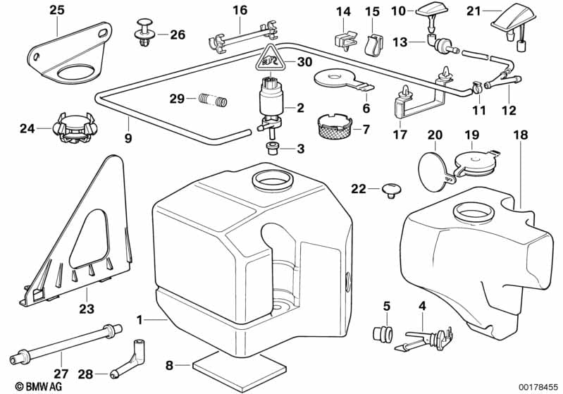 Single parts for windshield cleaning