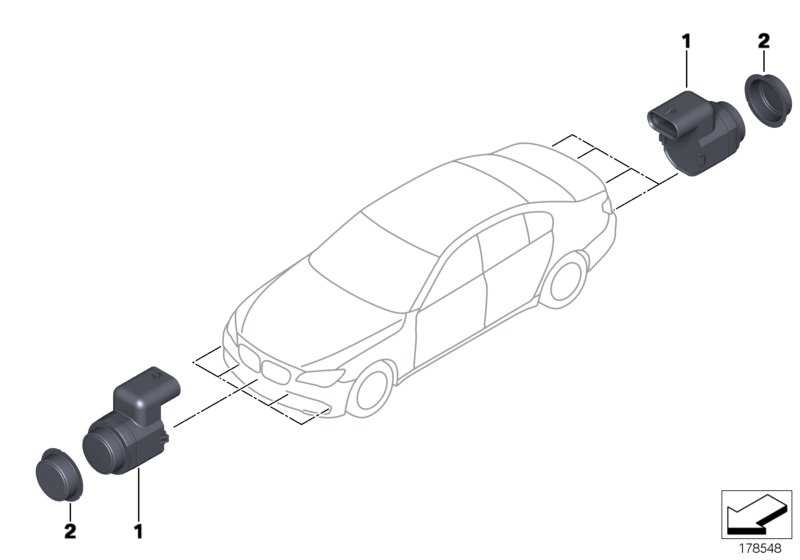 Genuine BMW 66209263924 E88 E87 E84 Ultrasonic Sensor, Valencia Orange WB44 (Inc. 118d, 116d & 135i) | ML Performance UK Car Parts