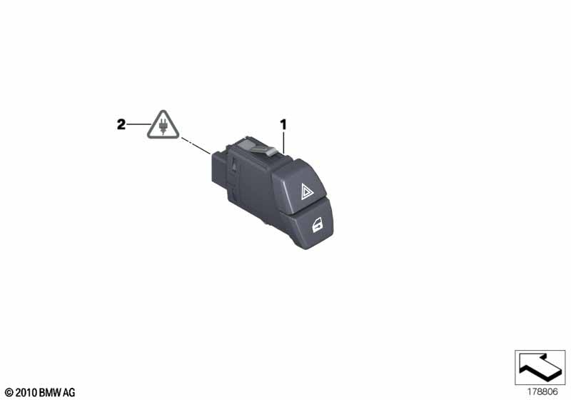 Switch hazard warning/central lckng syst