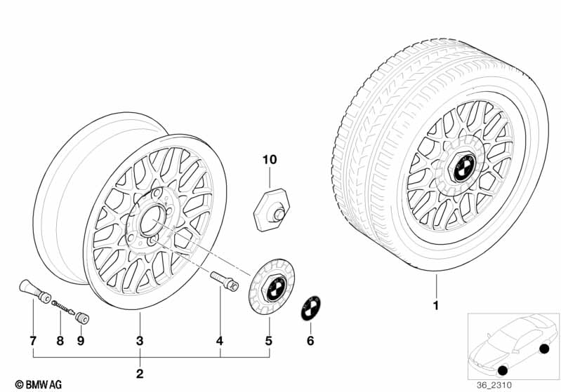 BMW light alloy wheel, cross spoke 29