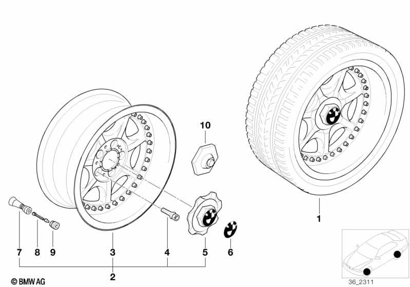 Genuine BMW 36111093535 E39 Two-Piece Light Alloy Rim 8JX17 ET:20 (Inc. 530i, 525i & 525td) | ML Performance UK Car Parts