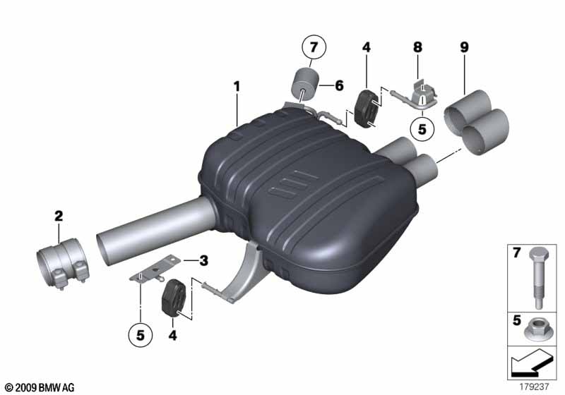 Exhaust system, rear