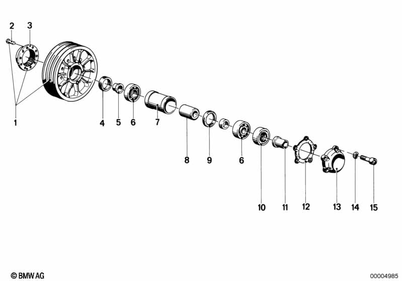 Wheel hub mounting parts rear