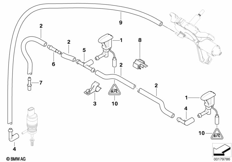 Single parts for windshield cleaning