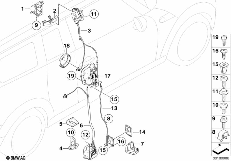 Closing system, door, rear