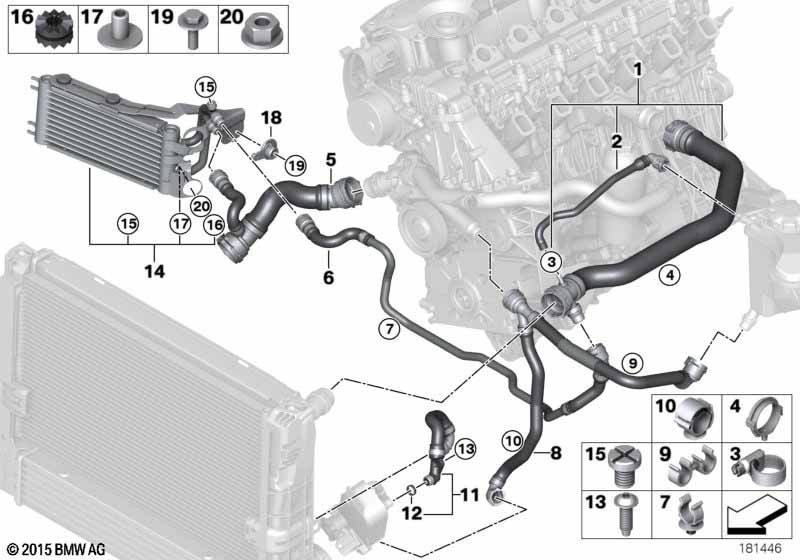 Genuine BMW 17127805262 E90 Hose, Radiator Bottom-Thermostat- Additional radiator (Inc. 335d) | ML Performance UK Car Parts