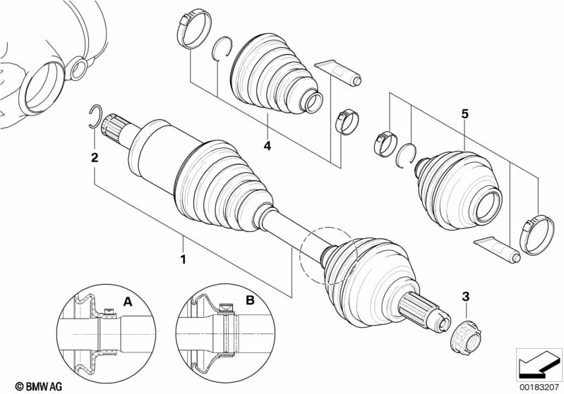 Genuine BMW 31607565314 E53 Exch. Output Shaft, Right D=29mm (Inc. X5) | ML Performance EU Car Parts