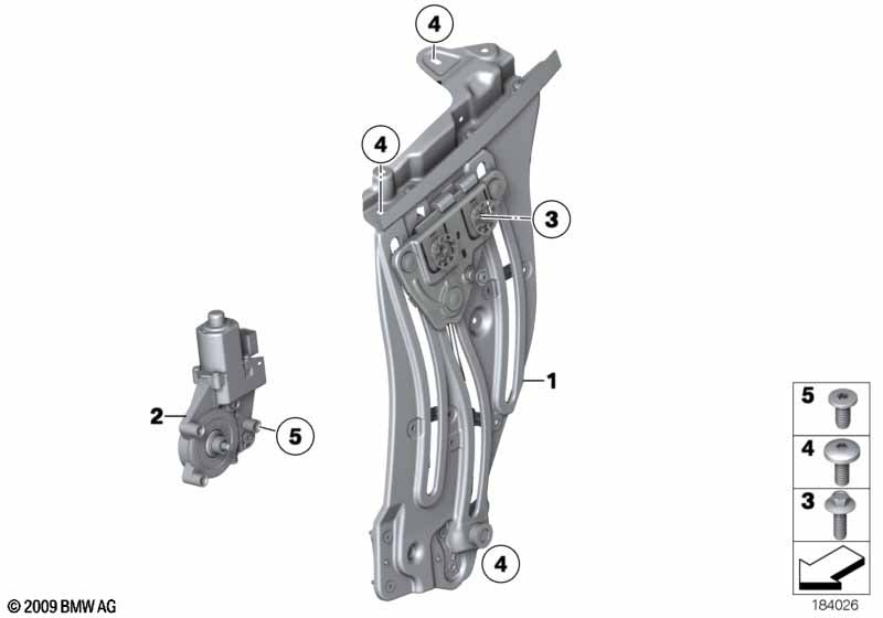 Door window lifting mechanism rear