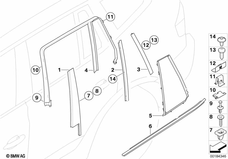 Genuine BMW 51353402333 E83 Outer Weatherstrip, Rear Left Door GLANZSCHWARZ (Inc. X3) | ML Performance UK Car Parts
