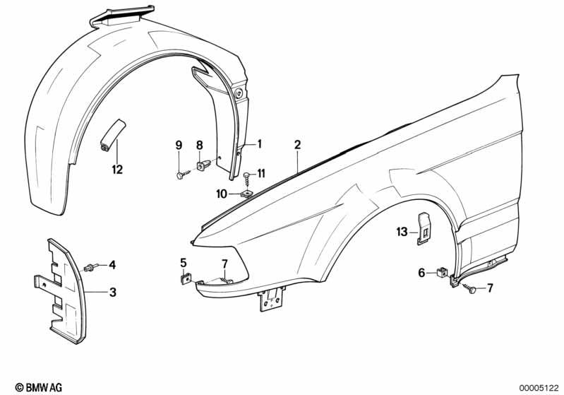Genuine BMW 41351963538 E32 Side Panel, Front Right (Inc. 740i, 735iL & 735i) | ML Performance EU Car Parts