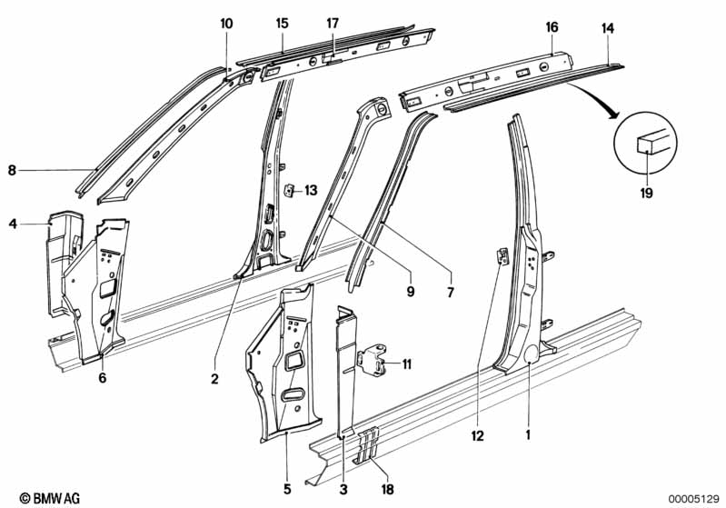 Single components for body-side frame