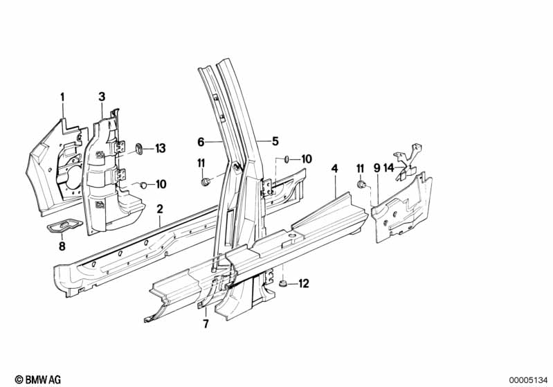 Single components for body-side frame